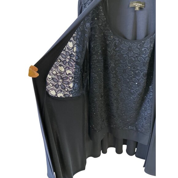 R&M Richards Size 14W  Attached  Shell 2-Piece Suit With Lace Details Navy Blue - Picture 6 of 14